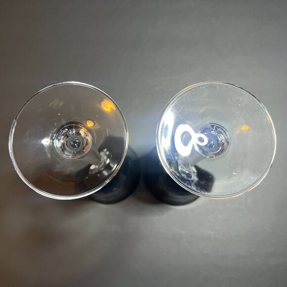 VTG Set of 2 Black & Clear Cut Crystal Gioielli Da Tavola Le Stelle Wine Glasses - Picture 7 of 7
